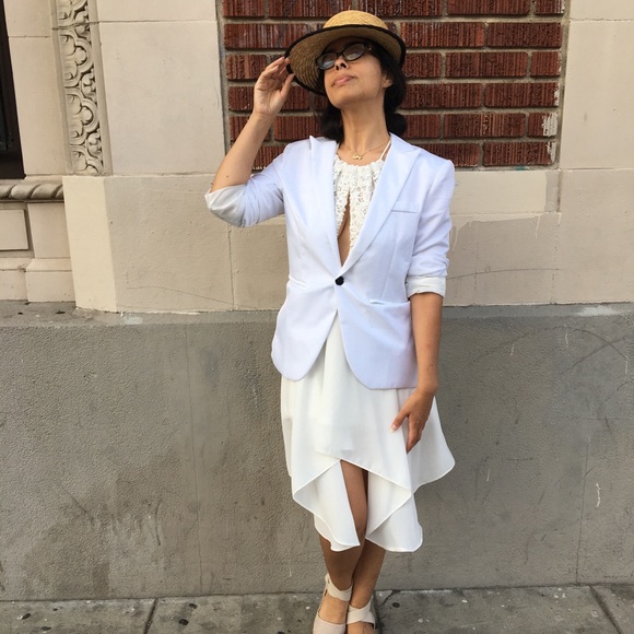 MEN’S SINGLE-BUTTON WHITE BLAZER - Picture 2 of 16